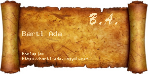 Bartl Ada névjegykártya
